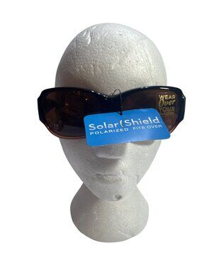 Solar Shield Polarized Womens Over-Glasses Sunglasses Black/Brown Frame Medium